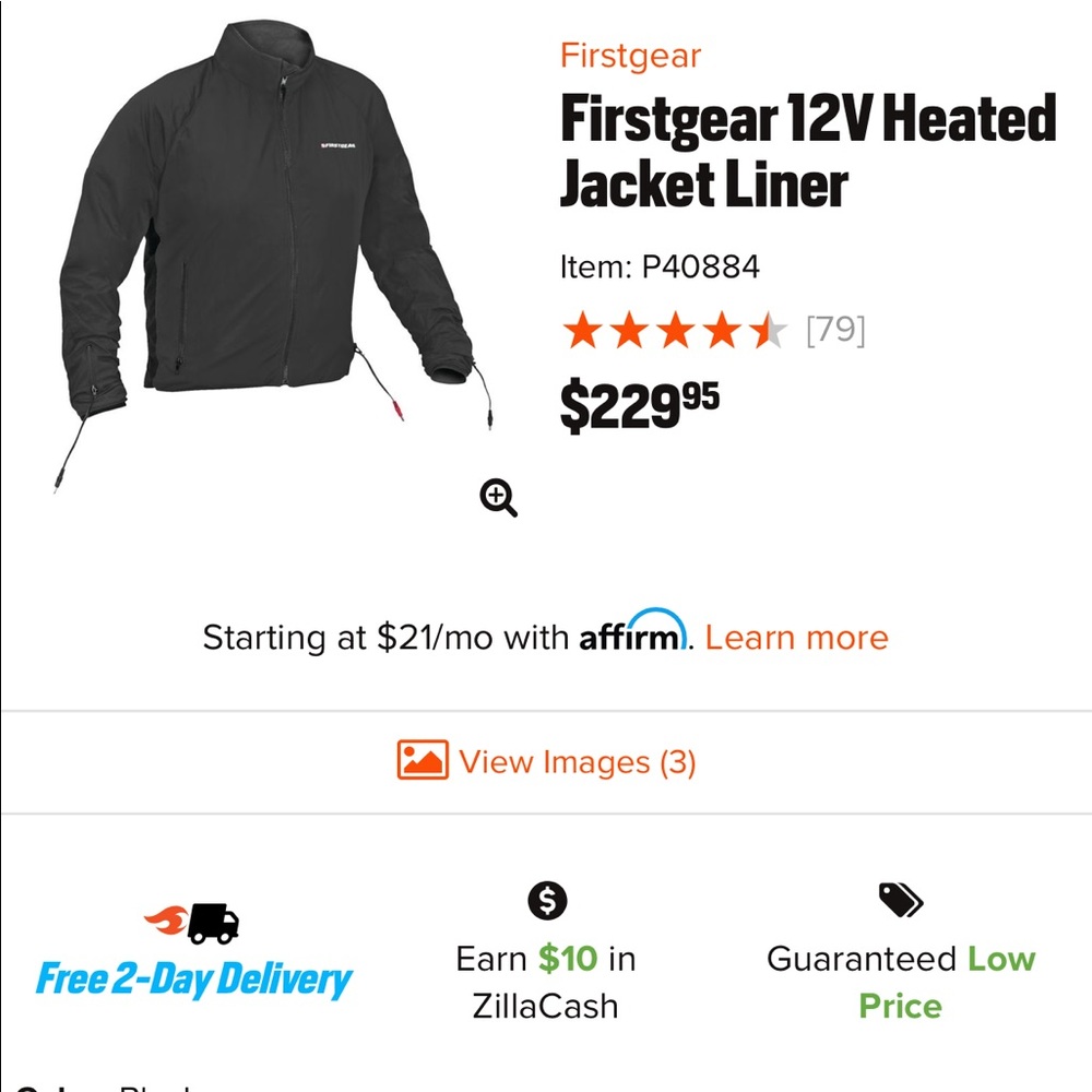 12V Heated Motorcycle Jacket Liner